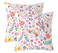 Fleurs de Licorne Cadeau Licorne Hold Taie D'Oreiller,Rose Taie D'Oreiller 60x60 Lot de 2,Couverture de Coussin de Licorne de Dessin Animé,Kawaii Animal Galactic Star Moon Square Bedroom Taie Oreiller