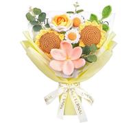 Fleurs en crochet faites à la main - Fleurs artificielles - Toujours belles - Jaunes - Composition florale - Parfaites comme cadeau - Pour les amis et la famille