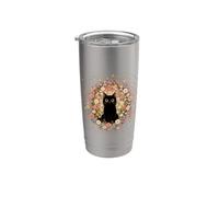 Fleurs mignonnes pour amoureux des chats Gobelet isotherme en acier inoxydable double paroi