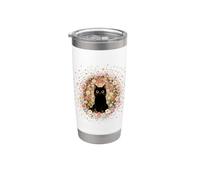Fleurs mignonnes pour amoureux des chats Gobelet isotherme en acier inoxydable double paroi