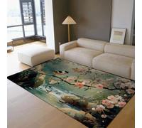 Fleurs Oiseaux Tapis 200x300 Tapis lavables pour Le Salon | Tapis fleurs roses animaux mignons cuisine chambre entrée moquette rétro décoration intérieure tapis sol antidérapant