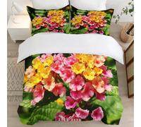 Fleurs Rose-Jaune Housse de Couette 160x200 Parures de Lit 1 Personne Imprimé 3D Microfibre Douce Belles Fleurs Housses Couette avec 2 Taies d'oreiller et Fermeture Éclair l.668