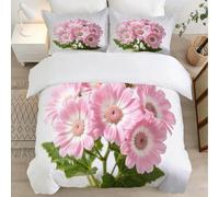Fleurs Roses Housse de Couette 160x200 Parures de Lit 1 Personne Imprimé 3D Microfibre Douce Fleurs Magnifiques Housses Couette avec 2 Taies d'oreiller et Fermeture Éclair l.815