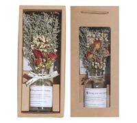 Fleurs Séchées avec Vase, Bouquet Fleurs Séchées Naturelles Pampas Sechees Decoration Coffret Cadeau, Fleur Sechees Decoration pour Maman, Professeur, Decoration Maison Salon Table