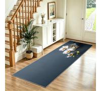Fleurs Tapis de Couloir Lavable en Machine, Botanique Orchidée Photographie Tapis Poil Ras, Gris Foncé Moquette Antidérapant Doux pour Entrée Cuisine Chambre Salon, 60x180 cm