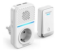 FLEUVE - KIT SONNETTE - Sonnette Sans Fil, 400M, IP65 Étanche, 60 Mélodies, 5 Volumes, Prise USB, Led, Noir