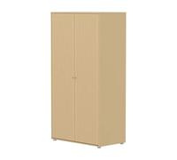 Flexa saga armoire 2 portes a facades rainurees beige sable oat boutons en chene
