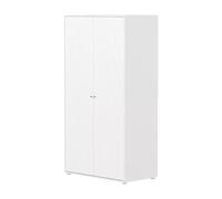 Flexa Saga Armoire 2 Portes a facades rainurees Blanche Boutons en Chene | Flexa - ref. 81-42506-95 - 5706459182261 - dim. 55x100x190cm - Blanc - Materiaux mixtes
