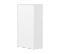 Flexa Saga Armoire 2 Portes a facades rainurees Blanche Boutons | Flexa - ref. 81-42506-40 - 5706459182230 - dim. 55x100x190cm - Blanc - Materiaux mixtes