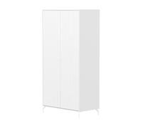 Flexa Saga Armoire 2 Portes a facades rainurees Blanche Pieds metalliques | Flexa - ref. 81-42508-40 - 5706459182353 - dim. 55x100x200cm - Blanc - Materiaux mixtes