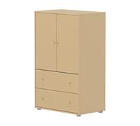 Flexa Saga Armoire 2 Portes et 2 tiroirs a facades rainurees Beige Sable | Flexa - ref. 81-42502-112 - 5706459181981 - dim. 45x75x120cm - Marron - Materiaux mixtes