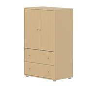 Flexa Saga Armoire 2 Portes et 2 tiroirs a facades rainurees Beige Sable | Flexa - ref. 81-42502-536 - 5706459182018 - dim. 45x75x120cm - Marron - Materiaux mixtes