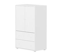 Flexa Saga Armoire 2 Portes et 2 tiroirs a facades rainurees Blanche | Flexa - ref. 81-42502-40 - 5706459181998 - dim. 45x75x120cm - Blanc - Materiaux mixtes