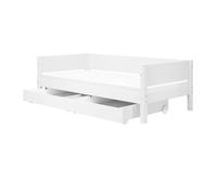 Flexa White Banquette-lit 90 x 200 cm avec Dossier et 2 tiroirs Blanc | Flexa - ref. 90-10756-40 - 5706459085647 - dim. 210x101x67cm - Blanc - Materiaux mixtes