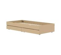 Flexa White Lit gigogne Extensible 90 x 190 cm avec 2 tiroirs Beige Sable | Flexa - ref. 82-20152-112 - 5706459190556 - dim. 196x95x34cm - Marron - Materiaux mixtes
