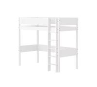 Flexa White Lit Mezzanine avec echelle Droite 90 x 200 cm Barriere Pleine | Flexa - ref. 80-17528-40 - 5706459179209 - dim. 210x109x184cm - Blanc - Materiaux mixtes