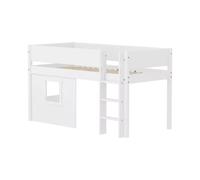 Flexa White Lit mi-Hauteur avec echelle Droite 90 x 200 cm Facades cabane Cadre Blanc Barriere Pleine Blanc