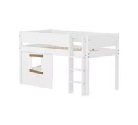 Flexa White Lit mi-Hauteur avec echelle Droite 90 x 200 cm Facades cabane | Flexa - ref. 90-11228-95 - 5706459180564 - dim. 210x109x120cm - Beige - Materiaux mixtes