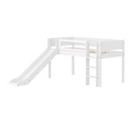 Flexa White Lit mi-Hauteur avec echelle Droite et Toboggan 90 x 200 cm | Flexa - ref. 80-17348-40 - 5706459179551 - dim. 210x250x120cm - Blanc - Materiaux mixtes