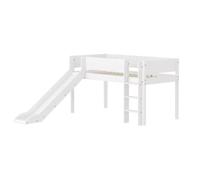 Flexa White Lit mi-Hauteur avec echelle Droite et Toboggan 90 x 200 cm | Flexa - ref. 80-17349-40 - 5706459179568 - dim. 210x250x120cm - Blanc - Materiaux mixtes
