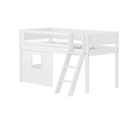 Flexa White Lit mi-Hauteur avec echelle inclinee 90 x 200 cm Facades | Flexa - ref. 90-11225-40 - 5706459180533 - dim. 210x151x120cm - Blanc - Materiaux mixtes