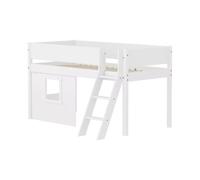 Flexa White Lit mi-Hauteur avec echelle inclinee 90 x 200 cm Facades | Flexa - ref. 90-11226-40 - 5706459180540 - dim. 210x151x120cm - Blanc - Materiaux mixtes