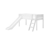 Flexa white lit mi-hauteur avec echelle inclinee et toboggan 90 x 200 cm blanc