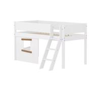 Flexa White Lit mi-Hauteur echelle inclinee & facades Lit Cabane Blanc | Flexa - ref. 90-11230-95 - 5706459180588 - dim. 210x151x120cm - Beige - Materiaux mixtes