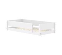 Flexa White Lit Montessori Bas 90 x 200 cm avec Barriere Arriere et | Flexa - ref. 80-17012-40 - 5706459190839 - dim. 210x101x47cm - Blanc - Materiaux mixtes