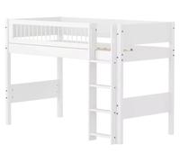 Flexa WHITE Lit sureleve avec echelle droite 90 x 200 cm Barriere a barreaux Blanc