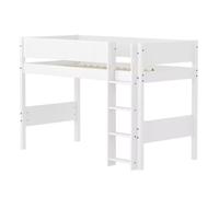 Flexa white lit sureleve avec echelle droite 90 x 200 cm barriere pleine blanc