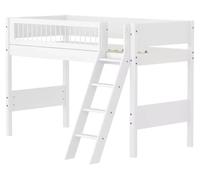 Flexa WHITE Lit sureleve avec echelle inclinee 90 x 200 cm Barriere a barreaux Blanc