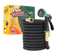 Flexi Hose Tuyau d'arrosage extensible léger et flexible avec buse à 8 fonctions, sans pli, raccords en laiton massif de 19 mm et double noyau en latex, 22,9 m
