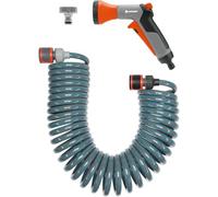 Flexible d'arrosage 10 m de Gardena : tuyau d'arrosage spiralé pour petites surfaces, force de rappel, diamètre 9 mm, avec éléments du système Gardena et lance (4647-20)