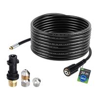 Flexible de nettoyage de tuyaux, 20m, 160-200 bar, adaptateur inclus, buses fixes + rotatives, compatible avec les nettoyeurs haute pression Kärcher K2, K3, K4, K5, K6, K7