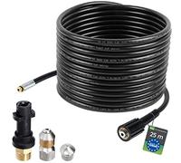 Flexible de nettoyage de tuyaux, 25m, 160-200 bar, adaptateur inclus, buses fixes + rotatives, compatible avec les nettoyeurs haute pression Kärcher K2, K3, K4, K5, K6, K7