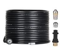 Flexible débouchage haute pression 15 m 180 bar, buse jet et rotative, adaptateur M22, tuyau curage pour nettoyeur haute pression