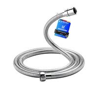 Flexible Douche 1,7m - Ibergrif Tuyau Douche en Acier Inoxydable, Anti-Torsion & Anti-Pliure, Antifuite, Universel G1/2", Remplacement Robuste avec Raccords en Laiton et Joints, Chrome/Argentée