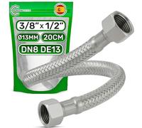 Flexible Eau 20 cm Femelle 3/8” x Femelle 1/2” DN8 DE13 - Tuyau Flexible Plomberie Fabriqué en Acier Inoxydable Température max 70°C Pression de Service 10 bar - Garantie de 5 Ans - ONIX TECH