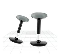 FLEXISPOT BH4 Lot de 2 Tabouret Pivotant, Chaise Ergonomique Réglable en Hauteur, Housse Assis Debout Dynamique pour la Santé du Dos, Capacité de Charge 136kg, Coussin Gris+Pied Noir