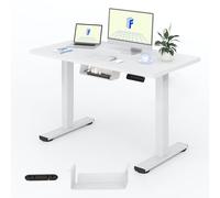 FLEXISPOT Bureau Assis Debout 100x60 Plateau Monobloc | Structure en acier stable,4 Mémoires,Réglable en Hauteu Détection d’Obstacle, garantie cadre 5 ans,Blanc