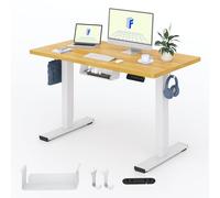 FLEXISPOT Bureau Assis Debout 120x60 Plateau Monobloc | Structure en acier stable,4 Mémoires,Réglable en Hauteu Détection d’Obstacle, garantie cadre 5 ans,Érable