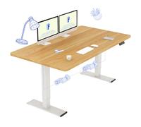 FlexiSpot Bureau Assis Debout 180 x 80 cm avec 2 Moteurs Puissants, Bureau Électrique avec Fonction Mémoire (Blanc + Maple)