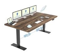 FlexiSpot Bureau Assis Debout 180 x 80 cm avec 2 Moteurs Puissants, Bureau Électrique avec Fonction Mémoire (Noir + Marron)