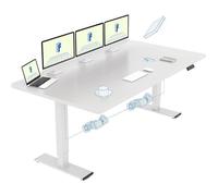 FlexiSpot Bureau Assis Debout 180 x 80 cm avec 2 Moteurs Puissants, Bureau Électrique avec Fonction Mémoire (Blanc + Blanc)
