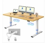 FlexiSpot Bureau Assis Debout 180x80 cm avec 2 Moteurs Puissants Fonction Mémoire et Support Moniteur Blanc Maple