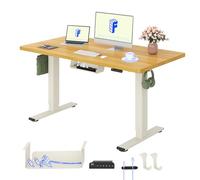 FLEXISPOT Bureau Assis Debout & 2 Moteurs, 120x80cm,Mousse Blanc+Érable | Charge de 120kg, Système anti-collision, Panneau de Commande avec 4 mémoires & Accessoires Pratiques Inclus pour Bureau