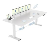 FLEXISPOT Bureau Assis Debout 200 x 80 cm avec 2 Moteurs Puissants, Table Stable Réglable en Hauteur, Bureau Électrique avec Fonction Mémoire (Blanc + Blanc)