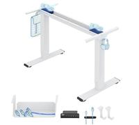 FLEXISPOT E1 Pro Bureau Assis Debout Électrique à 2 Moteurs | Cadre de Bureau Assis-Debout avec Panneau Smart à Fonctions Mémoires,Accessoires Pratiques,Système Anti-collision, Blanc