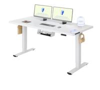 FLEXISPOT Bureau Assis Debout avec 2 Moteurs | 140x80cm,Charge 120kg, Système anti-collision, Fonctions Mémoires & Accessoires Pratiques,Idéal pour Bureau,Blanc+Blanc